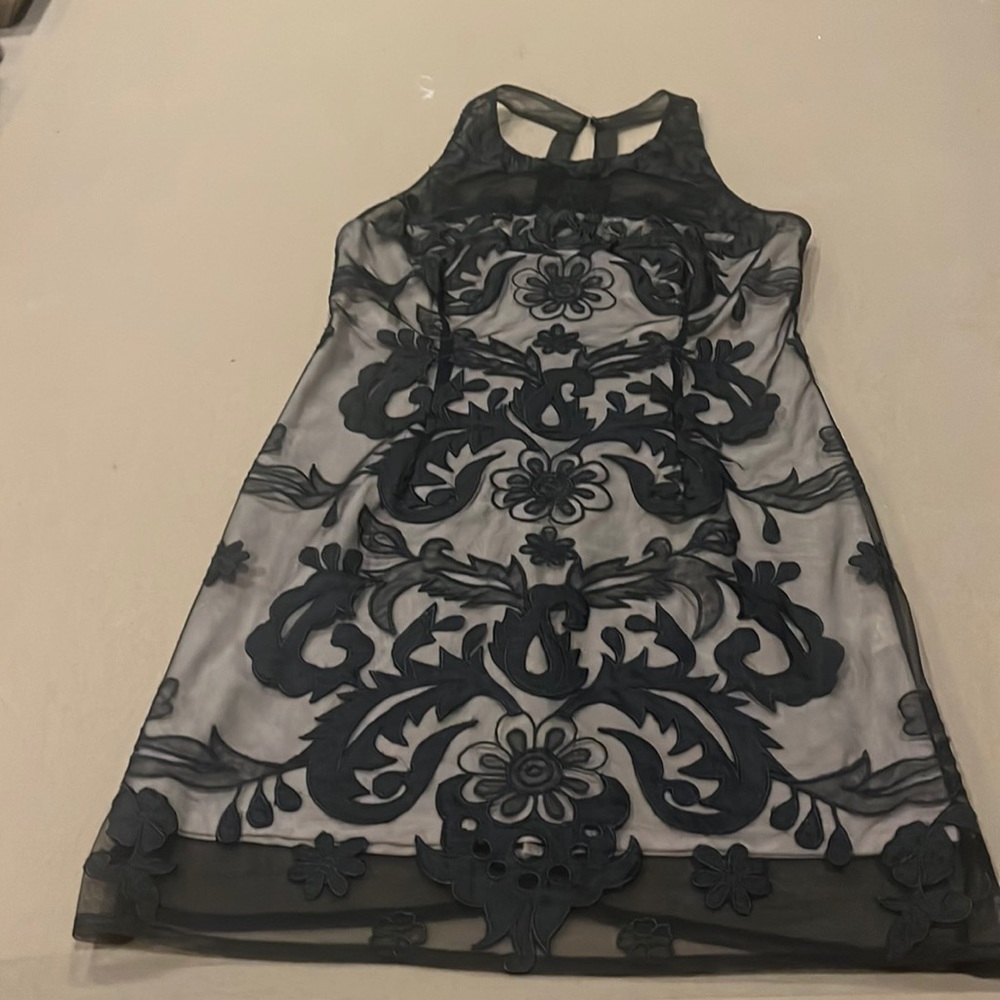 Black sheer lace dress